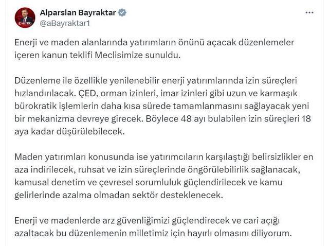 Enerji ve maden alanlarına yönelik düzenlemeler içeren kanun teklifi TBMMde