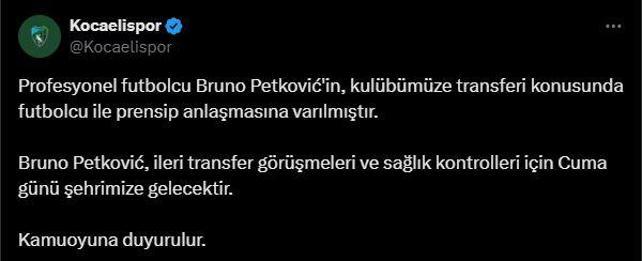 Kocaelispor, Petkovic ile anlaştı