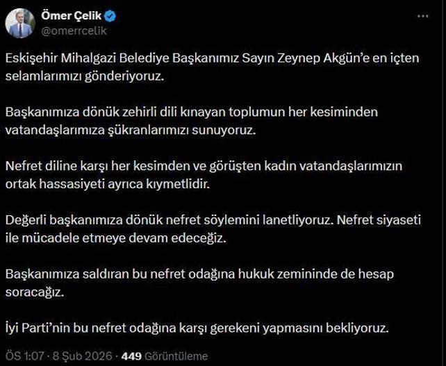 Mihalgazi Belediye Başkanı Akgüne yönelik paylaşımla ilgili soruşturma; şüpheli tutuklandı