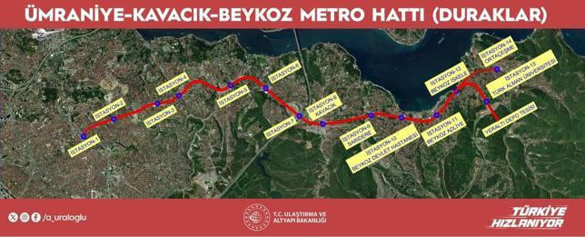 Ümraniye-Kavacık-Beykoz raylı sistem hattının yapımını Ulaştırma ve Altyapı Bakanlığı üstlendi