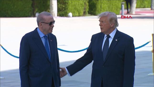 Cumhurbaşkanı Erdoğan, ABD Başkanı Trumpı resmi törenle karşıladı