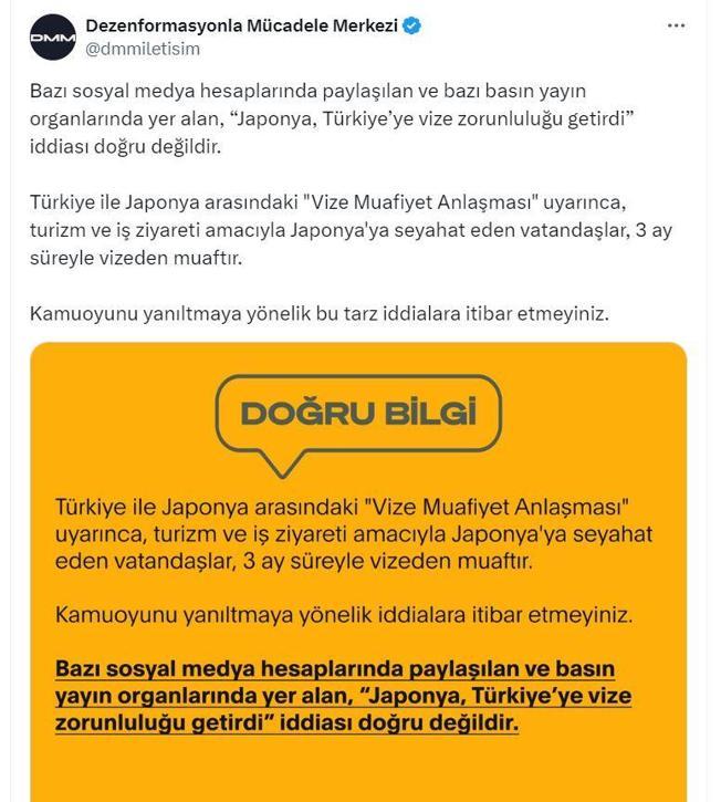 Japonyanın Türkiyeye vize zorunluluğu getirdiği iddialarına yalanlama