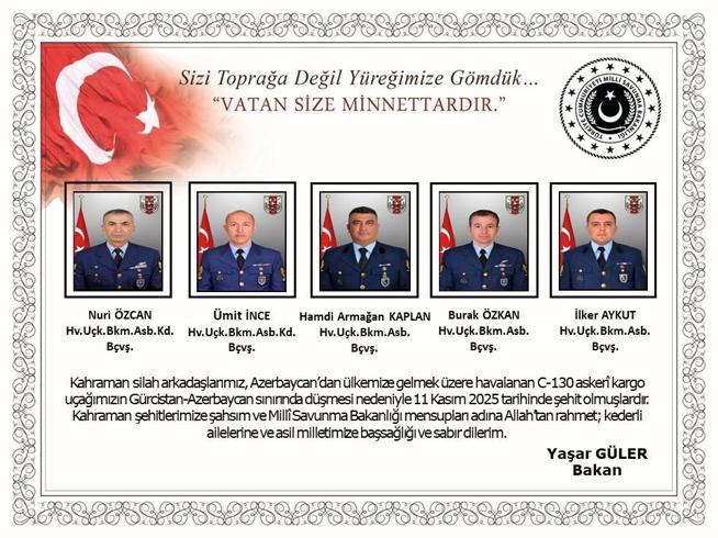 MSB: Düşen uçakta 20 asker şehit oldu