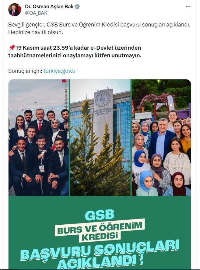 Burs ve öğrenim kredisi başvuru sonuçları açıklandı