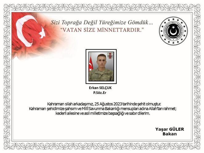 MSB: Pençe-Kilit Harekatı bölgesinde 1 asker şehit oldu