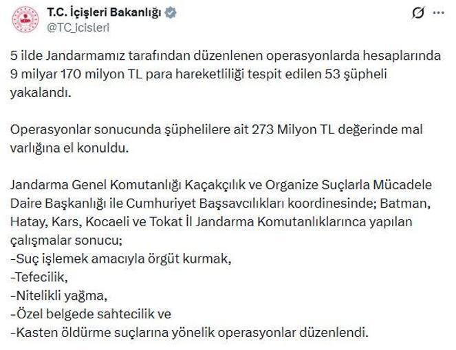 5 ilde suç örgütü operasyonları: 53 gözaltı
