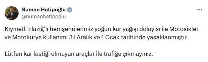 Elazığda 311 köy yolu, kardan ulaşıma kapandı