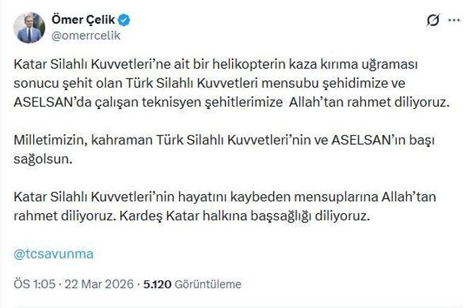 Siyasilerden helikopter kazası şehitleri için taziye mesajları