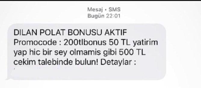 Dilan Polat bonuslu dolandırıcılık uyarısı