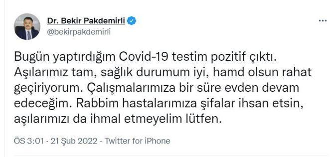 Bakan Pakdemirli: Covid-19 testim pozitif çıktı