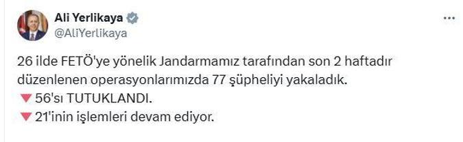 26 ilde FETÖ operasyonları: 56 tutuklama