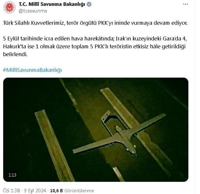 MSB: 5 PKKlı terörist etkisiz hale getirildi