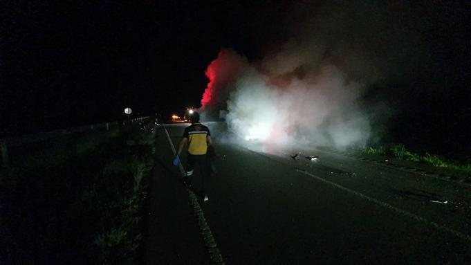 Amasyada TIRa çarpan otomobil yandı; sürücü öldü