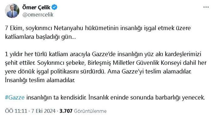 AK Partili Çelik: İnsanlık eninde sonunda barbarlığı yenecek