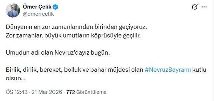 AK Partili Çelikten Nevruz Bayramı mesajı
