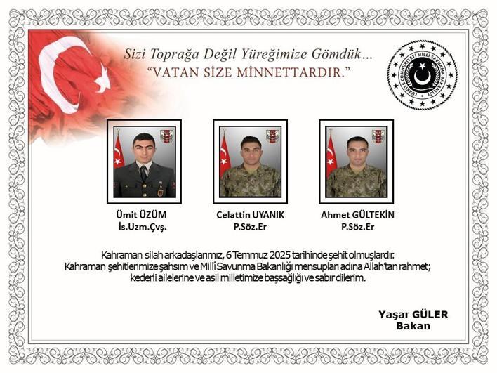 MSB: Metan gazından etkilenip şehit olan personel sayısı 12ye yükseldi
