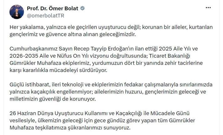 Ticaret Bakanlığı: Yılın ilk 6 ayında gümrüklerde 36 ton uyuşturucu ele geçirildi