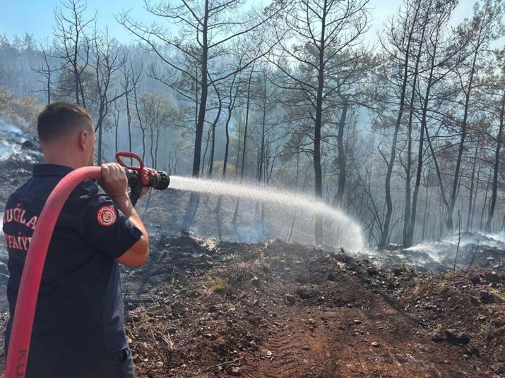 Fethiyedeki orman yangınının enerjisi düşürüldü
