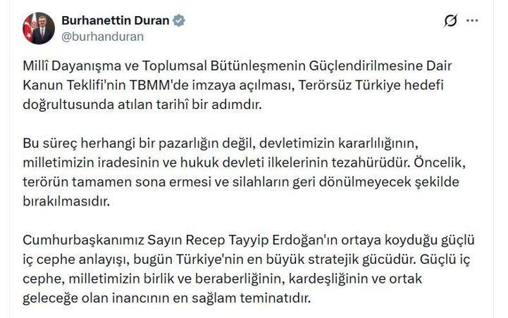 İletişim Başkanı Duran: Öncelik, terörün tamamen sona ermesidir