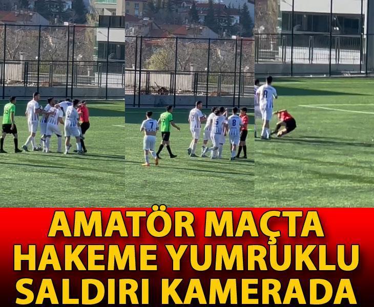 Amatör maçta hakeme yumruklu saldırı kamerada