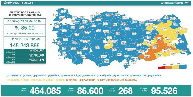 Koronavirüs salgınında günlük vaka sayısı 86 bin 600 oldu