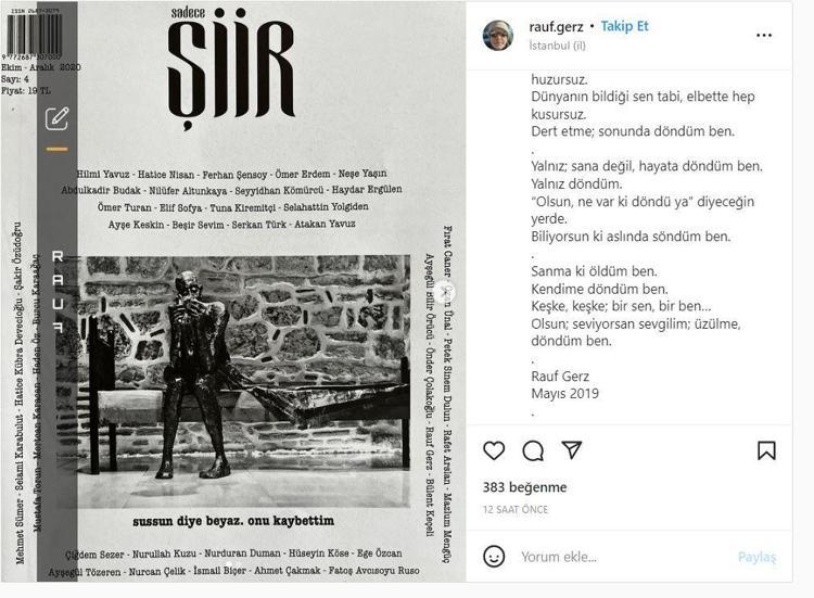 ÖLMEDEN ÖNCE SON MESAJINDA KENDİ ŞİİRİNİ PAYLAŞTI