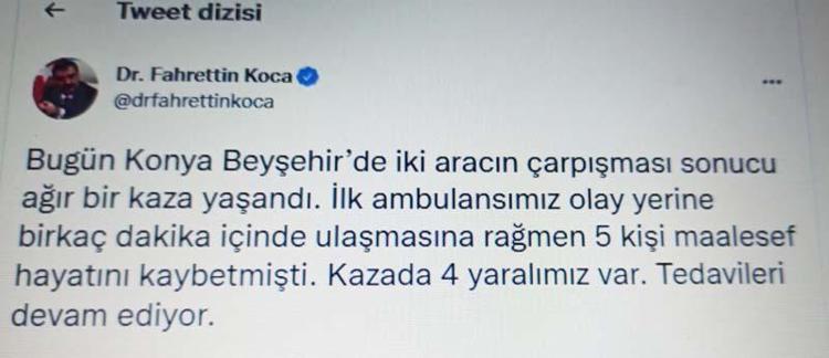 BAKAN KOCA: İLK AMBULANSIMIZ BİRKAÇ DAKİKA İÇİNDE ULAŞTI
