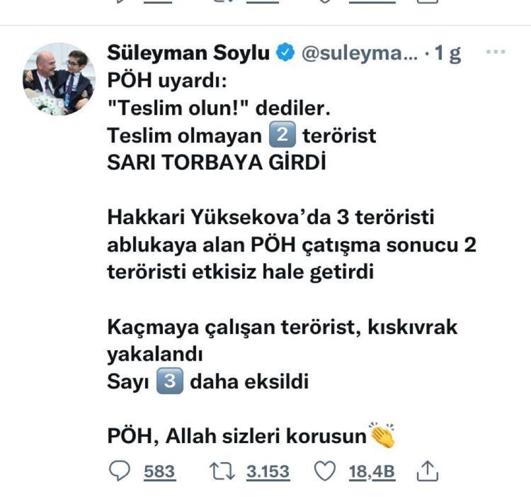 BAKAN SOYLU DA PAYLAŞIMDA BULUNMUŞTU
