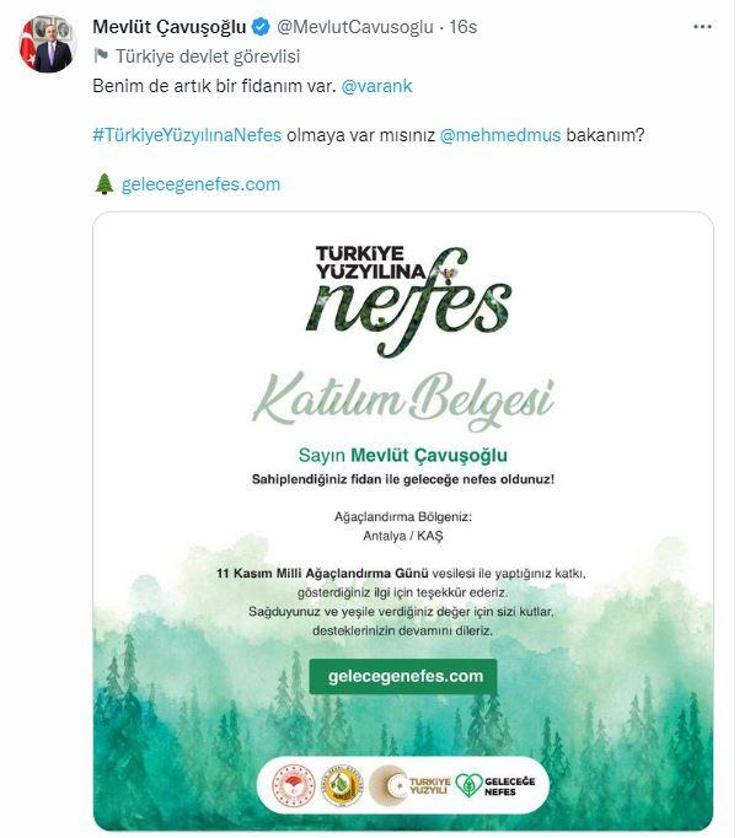 BAKANLARDAN BİBİRLERİNE FİDAN DAVETİ