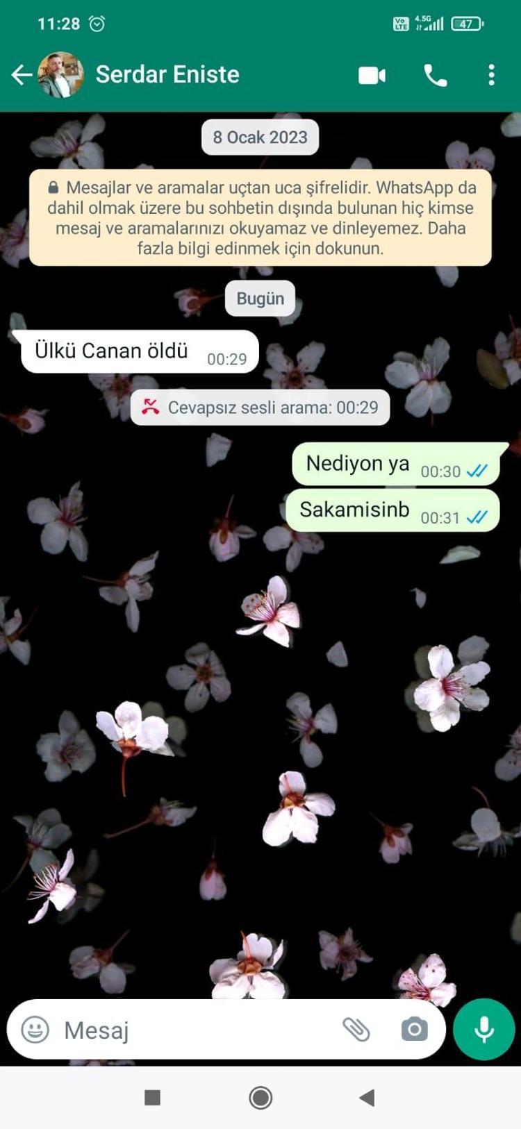 ÜLKÜ CANAN ÖLDÜ ŞEKLİNDE MESAJ ATMIŞ