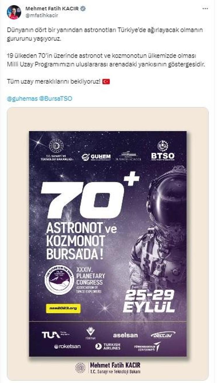 TÜRKİYE’NİN İLK UZAY YOLCULARI KATILIYOR