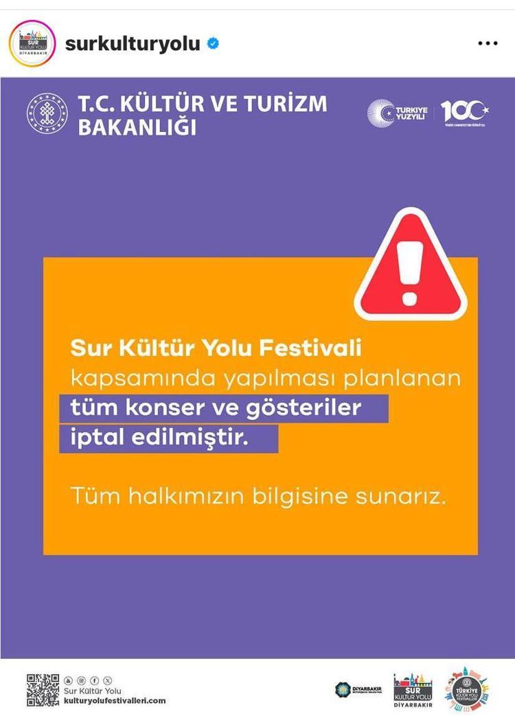 BAKANLIK, KONSER VE GÖSTERİLERİN İPTAL EDİLDİĞİNİ DUYURDU