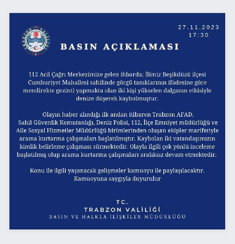 VALİKTEN AÇIKLAMA