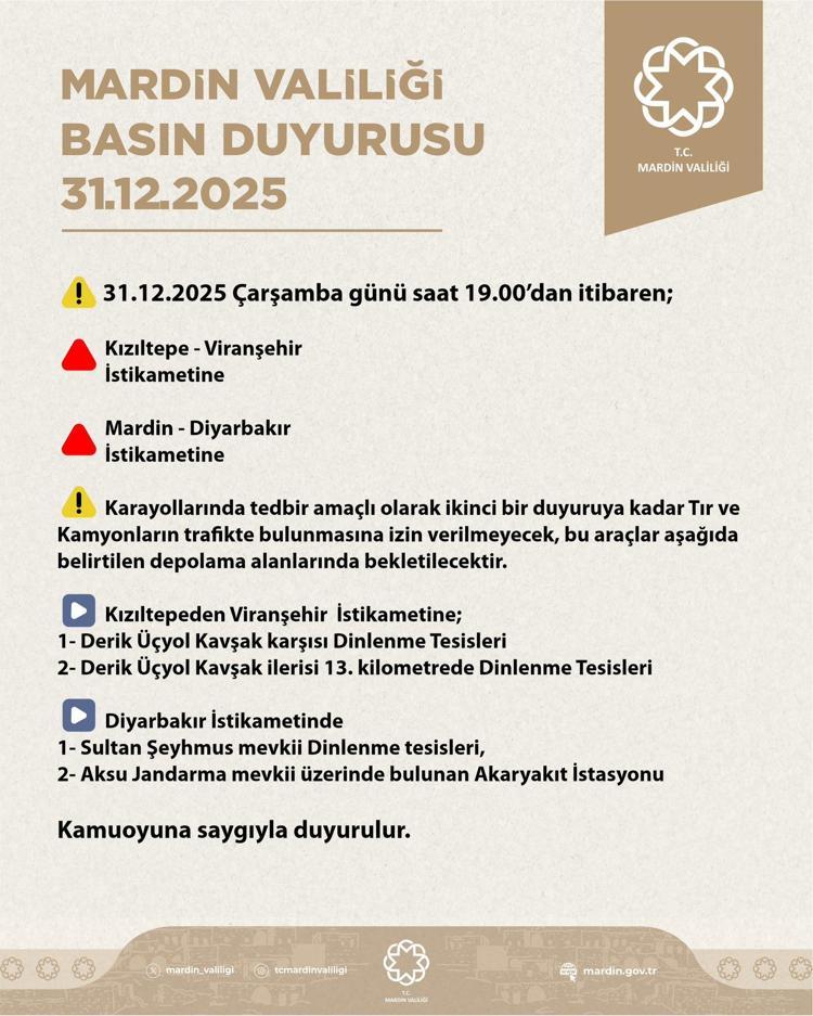 MARDİN’DE 2 KARAYOLU KAMYON VE TIR TRAFİĞİNE KAPATILDI