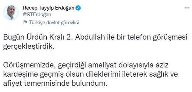 Cumhurbaşkanı Erdoğan, Ürdün Kralı 2nci Abdullah ile görüştü