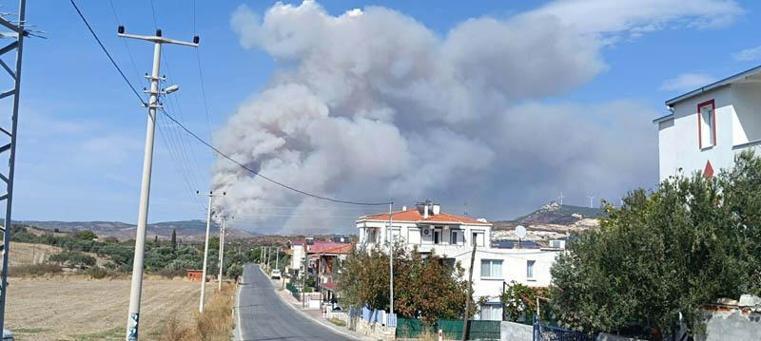 İzmirde çöplükte çıkan yangın, ormana sıçradı