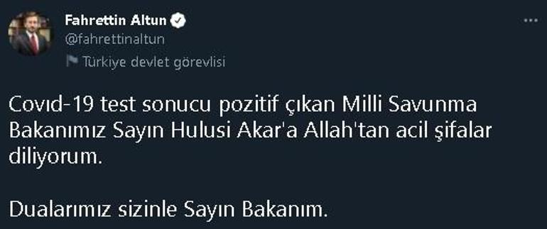 Bakan Akar, koronavirüse yakalandı