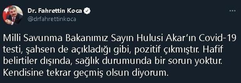 Bakan Akar, koronavirüse yakalandı