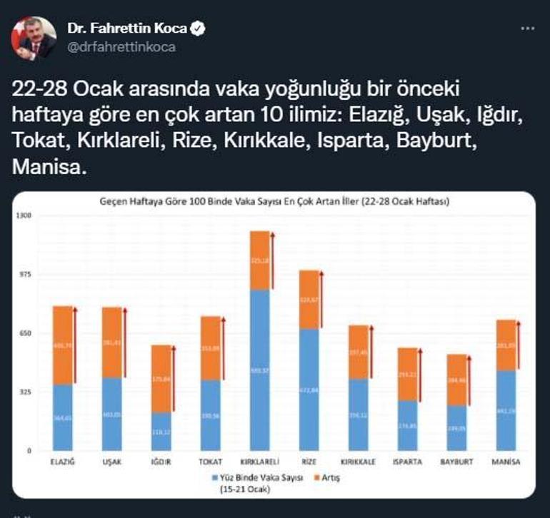 Bakan Koca, vaka sayısı en çok artan 10 ili açıkladı