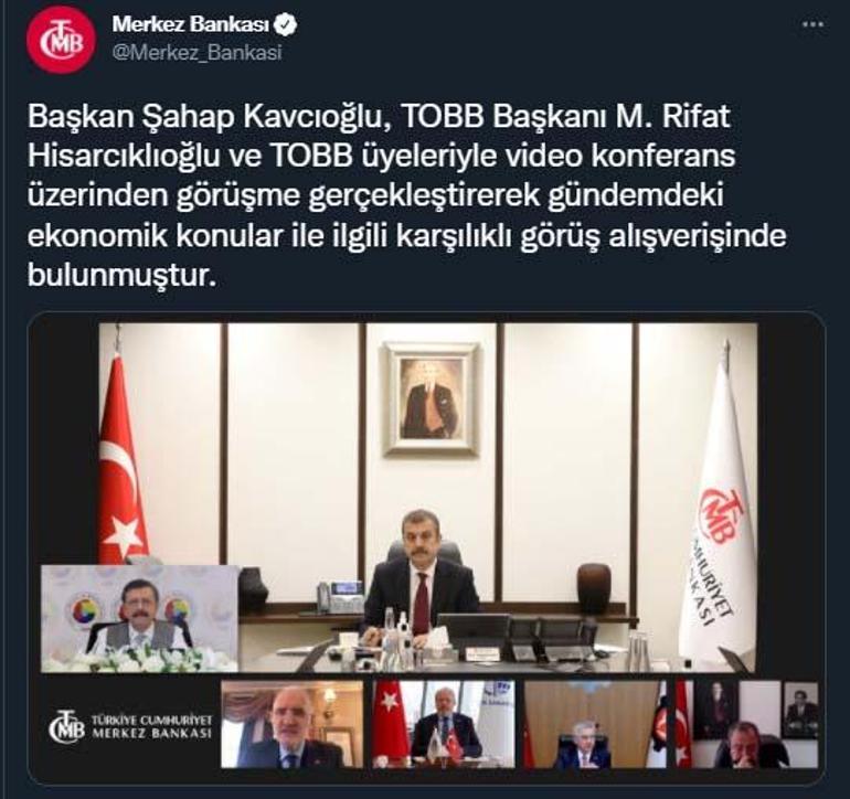 TCMB Başkanı Kavcıoğlu, TOBB Başkanı Hisarcıklıoğlu ile görüştü