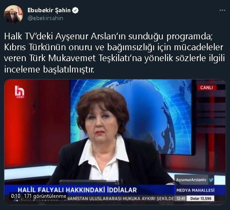 RTÜK Başkanı Şahin: Ayşenur Arslanın TMTye yönelik sözleriyle ilgili inceleme başlatıldı