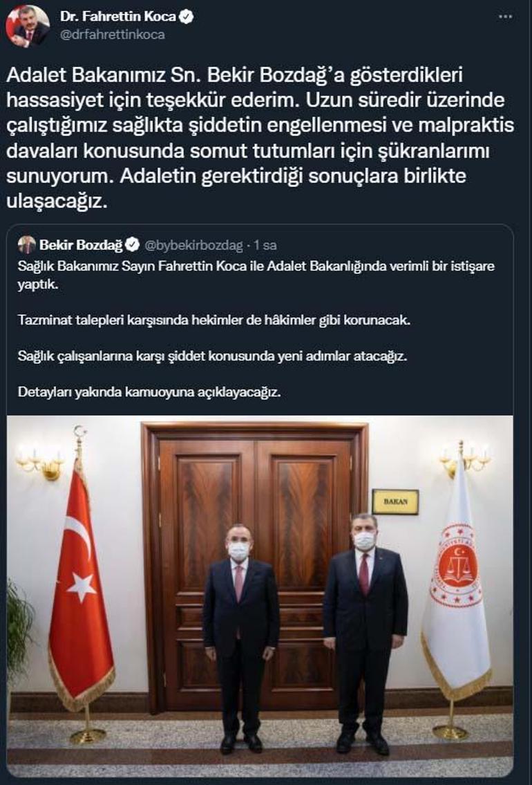 Bakan Bozdağ: Sağlık çalışanlarına şiddet konusunda adımlar atacağız