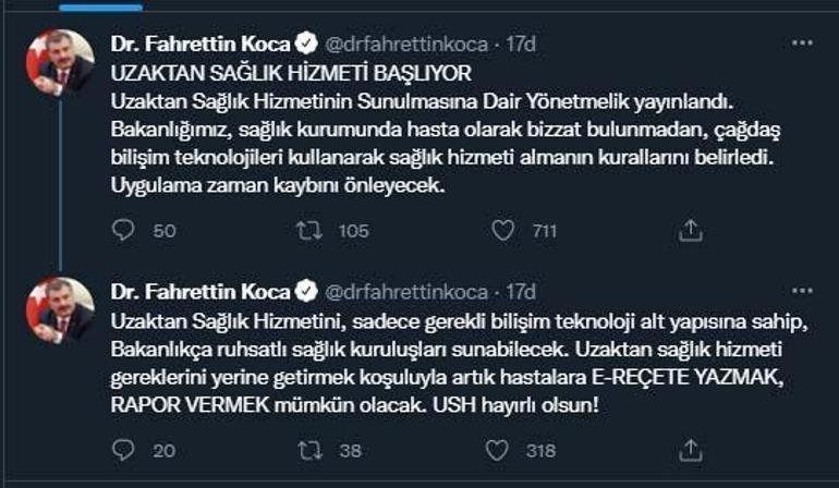 Bakan Koca: Uzaktan sağlık hizmeti başlıyor