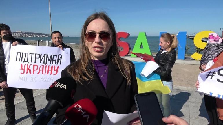 Samsunda yaşayan Ukraynalılardan Rusya protestosu