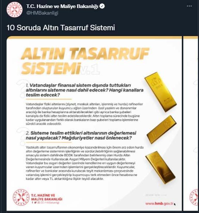 Bakanlıktan Altın Tasarruf Sistemi açıklaması