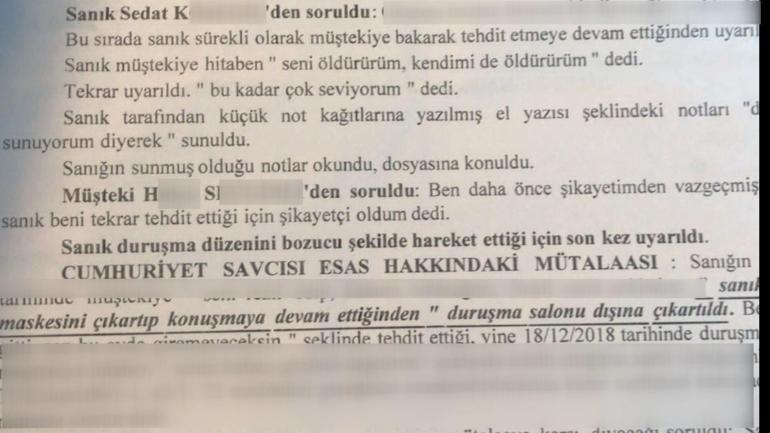 Mahkemede eski sevgilisini ölümle tehdit eden sanığa takdiri indirim yapıldı