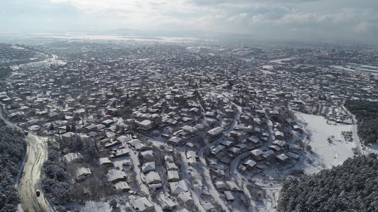 Beyaza bürünen Aydos Ormanı havadan görüntülendi