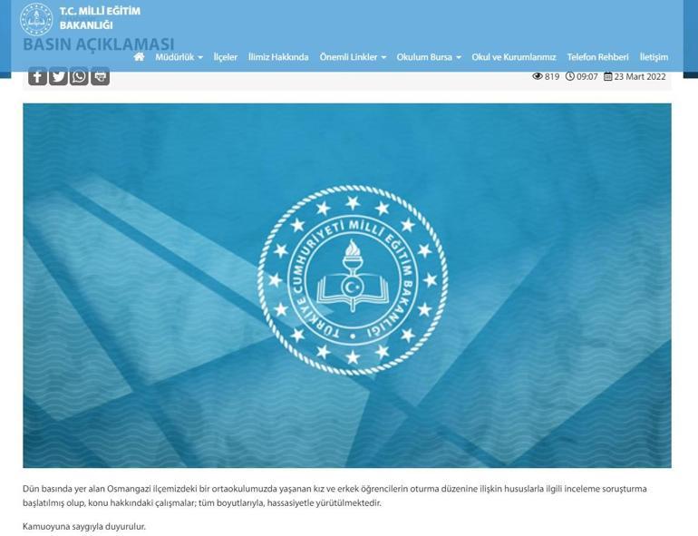 Bursada kız ile erkekleri ayrı oturtun talimatı veren müdüre soruşturma