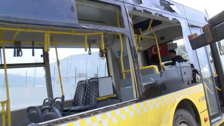 Başakşehirde kayan İETT otobüsü yol kenarındaki boşluğa uçtu