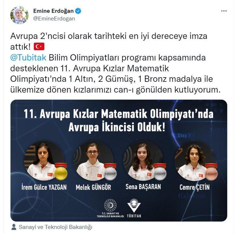 Türkiye, Avrupa Kızlar Matematik Olimpiyatında Avrupa 2ncisi oldu